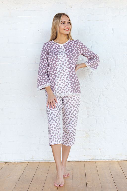 Пижама женская из футера Капучино с бриджами - Амадэль фото 4