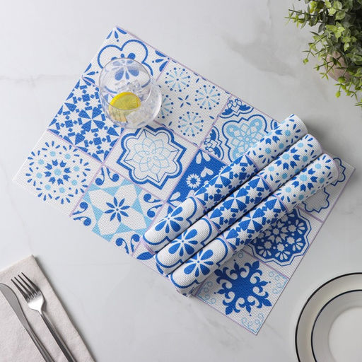 Набор салфеток сервировочных Доляна Мозаика, 4 шт, 4530 см, цвет синий