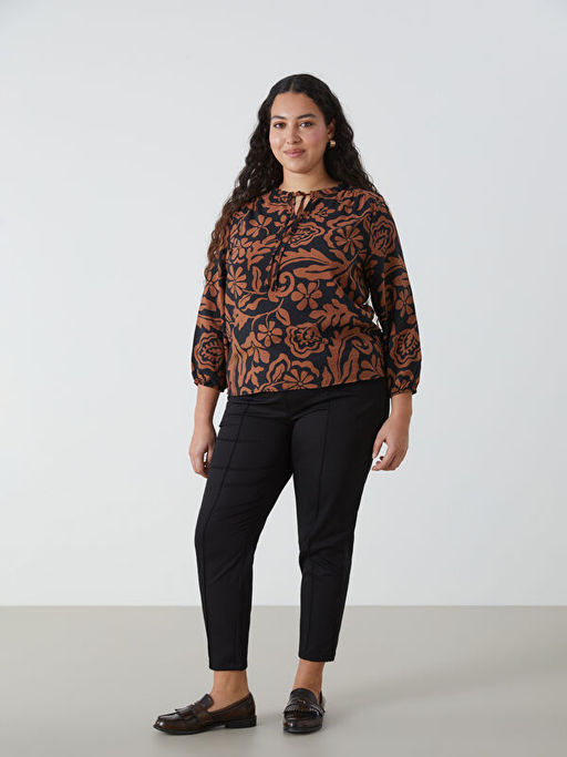 Kad?n Beli Lastikli D?z Pantolon