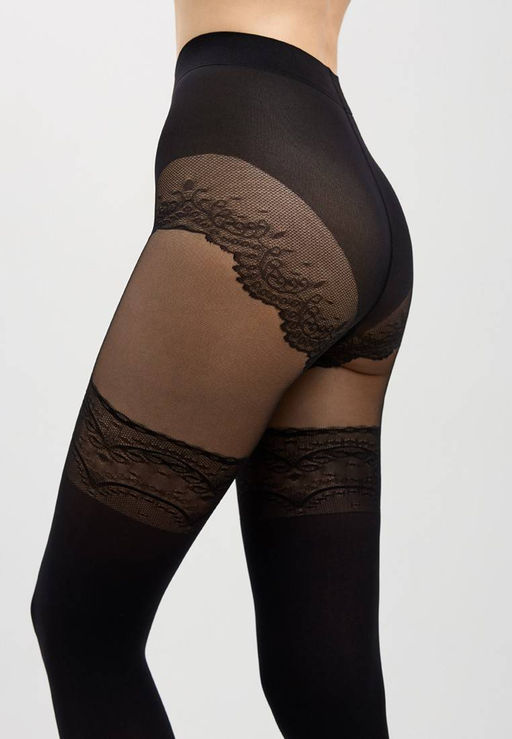 Колготки фантазийные CONTE Колготки с имитацией ажурных чулок DELIGHT nero - Conte elegant фото 4
