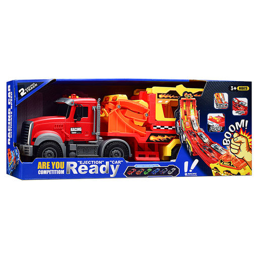 Машина "Трюковой Трак" (2 машины в наборе, цвет синий, на батарейках) в коробке