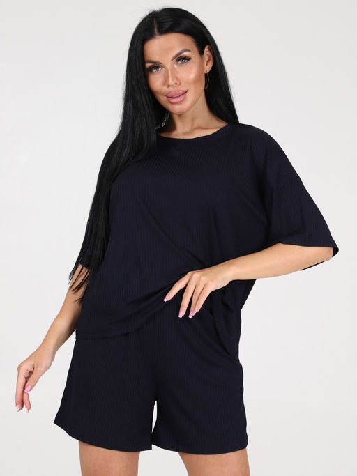 012 ЖЕНСКАЯ ПИЖАМА (шорты) (Темно-синий) - А-дина фото 3