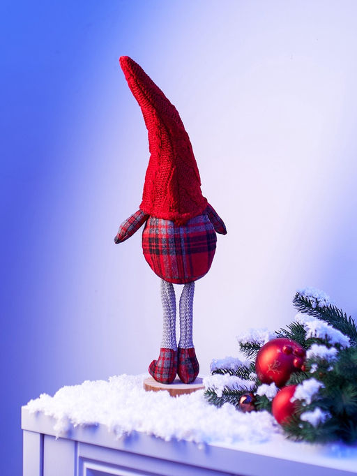 Фигура текстиль «Гном в красном» 55 см, 1 LED, от батареек AG13×3, свечение тёплое белое