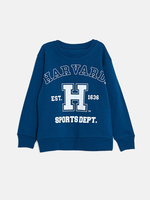 Bisiklet Yaka Harvard University Bask?l? Uzun Kollu Erkek ?ocuk Sweatshirt