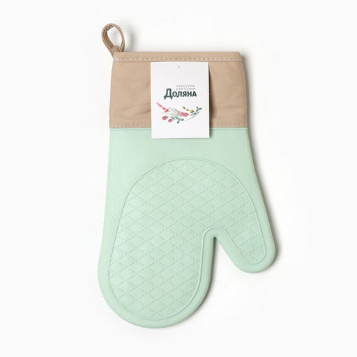 Варежка Доляна, цв.зеленый, 18х33 см, 100% п/э, силикон  фото 4