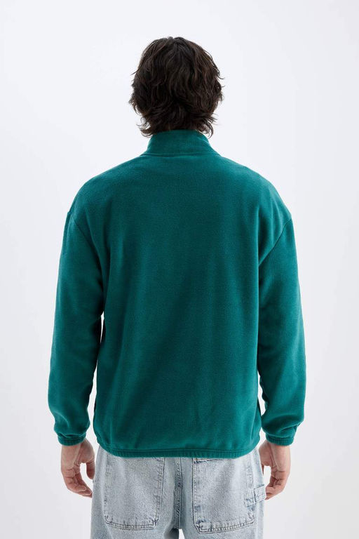 Флисовый свитшот с принтом и воротником-стойкой Comfort Regular Fit - Defacto фото 6