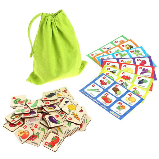 Лото - конструктор YOSHATOYS «Ягоды фрукты овощи» квадратные