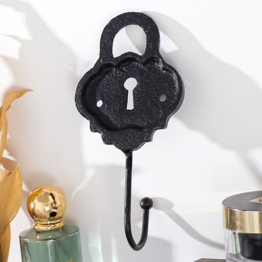 Крючок настенный чугун «Ажурный замочек», ключница декоративная, 8×5×17 см