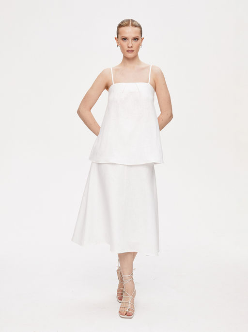 Льняной топ на бретелях 422.010407/Белый - Seven senses фото 4