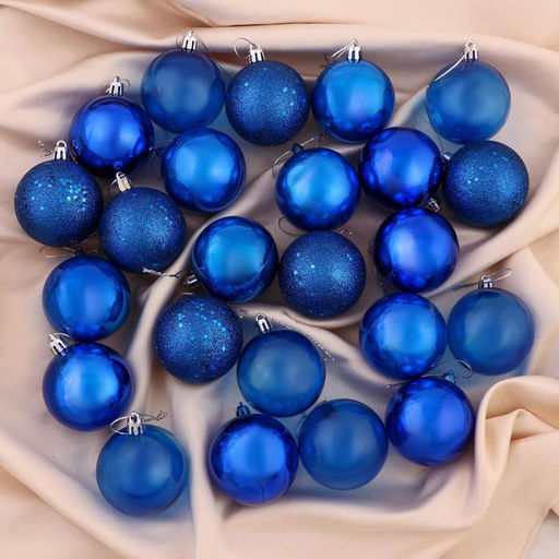 Ёлочные игрушки Далия, шары новогодние, d=6 см, набор 24 шт., синий - Зимнее волшебство фото 3