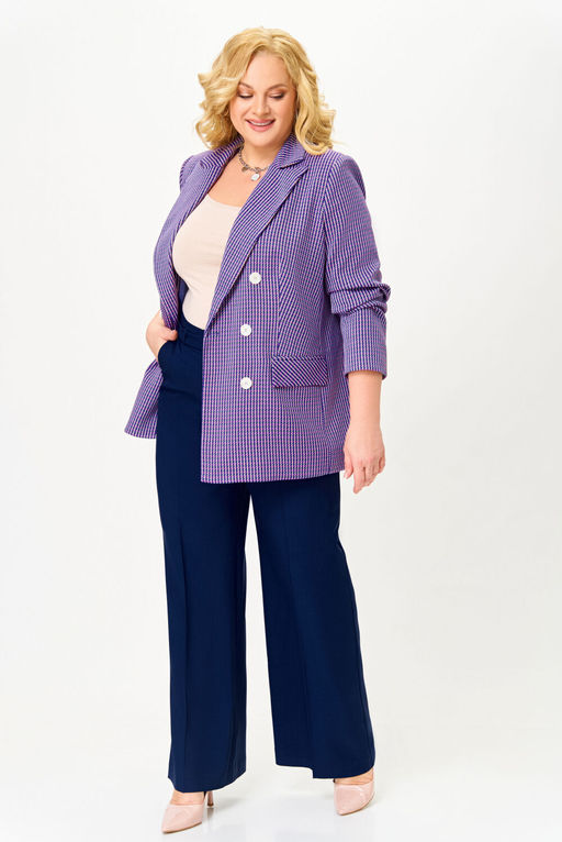 Жакет Swallow 816.1 Лилово-молочная мелкая гусиная лапка фото 5