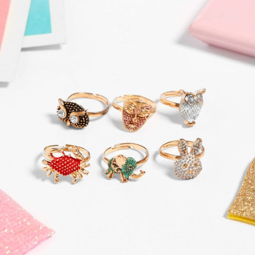 Цена за 36 шт. Кольцо Выбражулька «Рельеф», форма МИКС, фасовка 36 шт., цветное, безразмерное