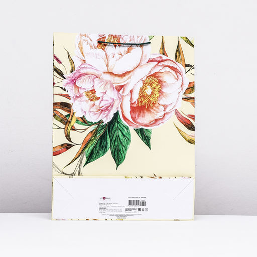 Пакет подарочный Пионы, желтый, 33 х 42,5 х 10 см - Simaland фото 2