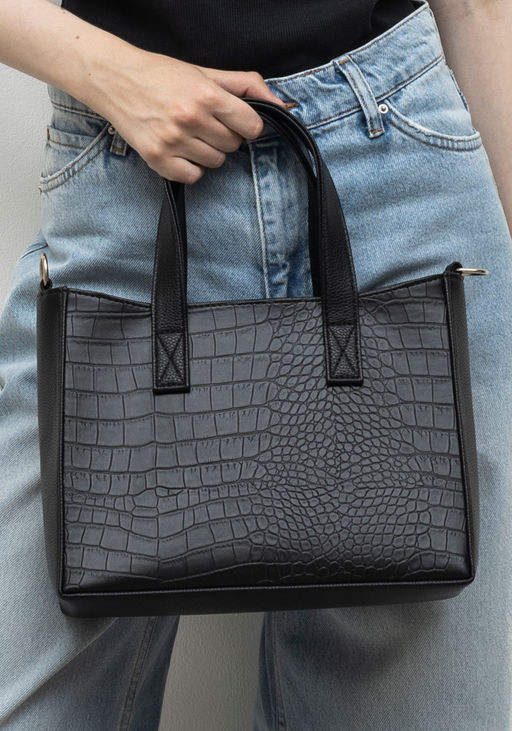 Сумка Модель №1632 | кожзам | крокодил | черный | Р920-1 | 33395 - L-craft фото 5
