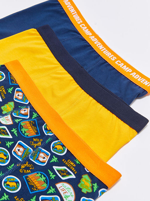 Bask?l? Pamuklu Erkek ?ocuk Boxer 3l? - Waikiki фото 3