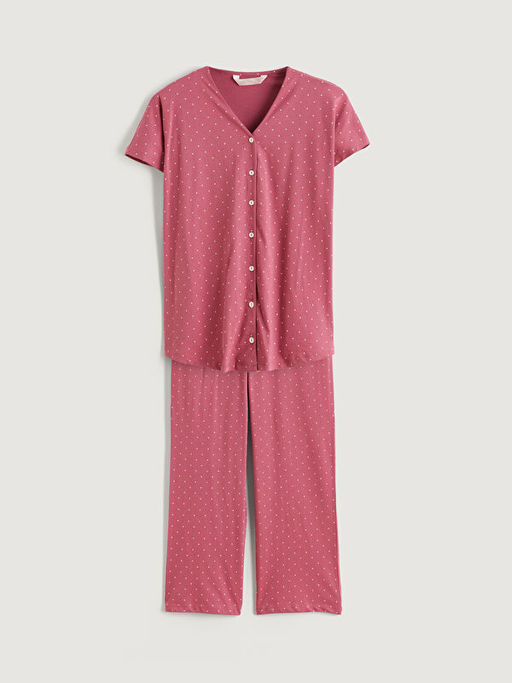 V Yaka Desenli Hamile Pijama Tak?m?