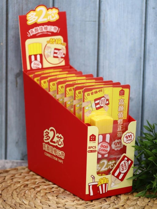 Корректор "French fries", red + 2 сменных блока, шоу-бокс 8 шт.