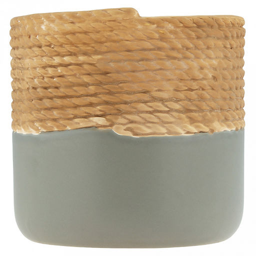 Кашпо для цветов керамическое "Вьетнам" 1,25л, д13см, h13см, внутренний д11,7см, фактурный глянец, серый/бежевый, в коробке (Китай)