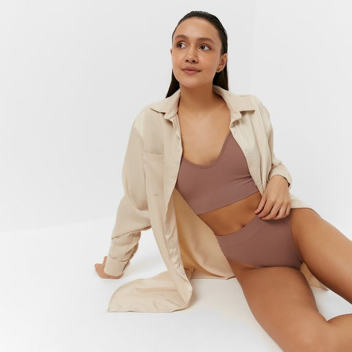 Комплект нижнего белья женский (топ, трусы) Collorista, цвет кофе, размер 42-44