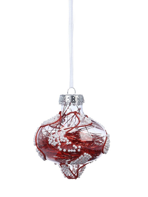 Ёлочные шары новогодние Мелвин, набор 6 шт., d=8 см, прозрачный/красно-белый - Simaland фото 8