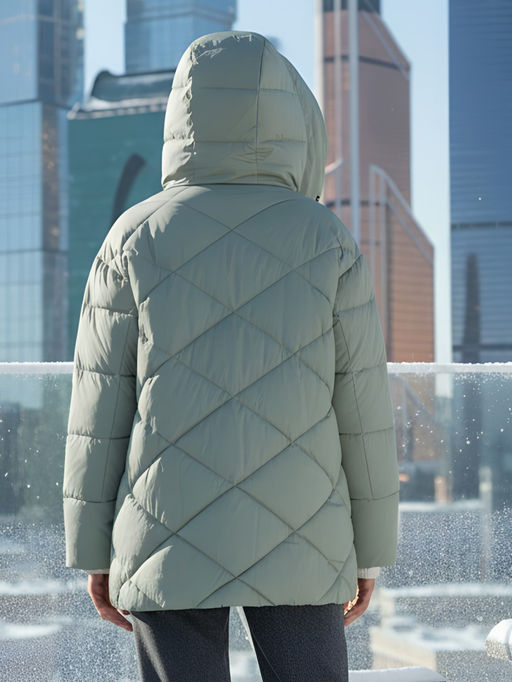 Куртка женская зимняя с капюшоном большого размера зеленого цвета 1170Z - Mtforce фото 27