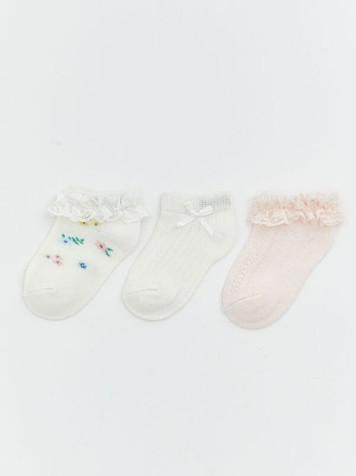 Desenli K?z Bebek Patik ?orap 3l?