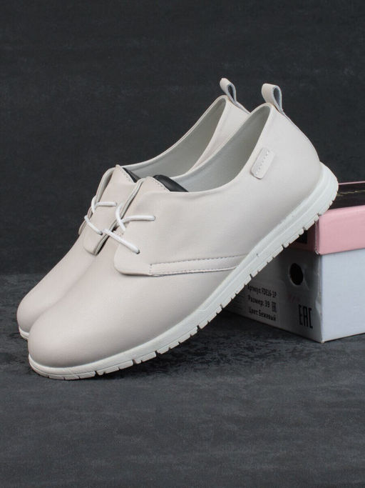 03-FDE16-1P BEIGE Полуботинки спортивные женские (натуральная кожа)