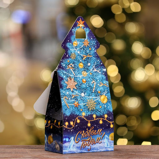 Цена за 5 шт. Подарочная коробка Ёлка Синий иней, 15,7 х 9,5 х 22,5 см - Simaland фото 2