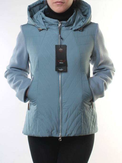 M-7036 GRAY/BLUE Куртка кашемировая женская (100 гр. синтепон) - Фабричный китай фото 2