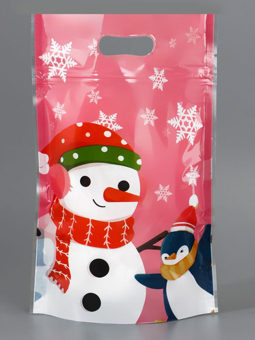 Цена за 50 шт. Пакет подарочный новогодний «Друзья дедушки Мороза», с zip-lock застежкой, МИКС, 15×22 см