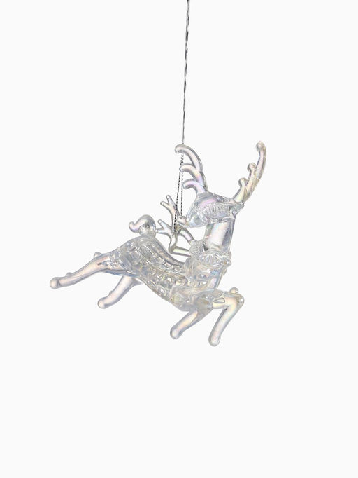 Ёлочная игрушка Зимнее волшебство. Олень резной, 10.512 см, прозрачный перламутр  фото 10