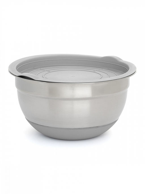 Миска для смешивания продуктов с крышкой 1,4л серый нержавеющая сталь, силикон, ПП