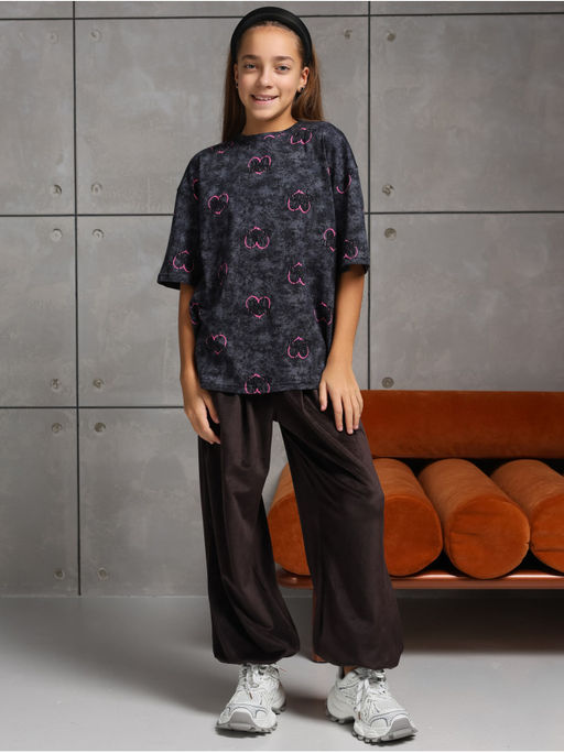 Футболка "Принт" Графит Девочка