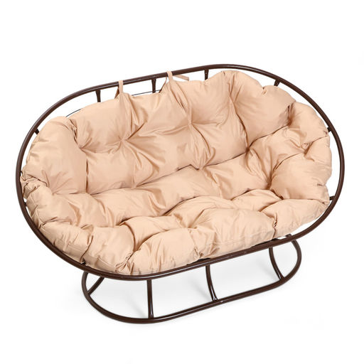 Диван садовый «Мамасан», 164×104×75 см, коричневый, с бежевой подушкой