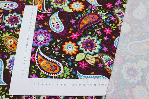 Интерьерный хлопок Цветочный пейсли цв.горький шоколад, ш.1.5м, хлопок-100%, 250гр/м.кв - Купава фото 4