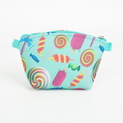 Косметичка на молнии простая, маленькая, с рисунком Леденцы, мятная/разноцветная - Simaland фото 2