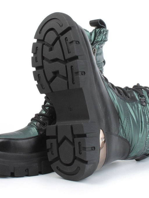 02-FAR137-3Z GREEN/BLACK Дутики женские (искусственная кожа, плащевая ткань, шерсть) - Фабричный китай фото 15