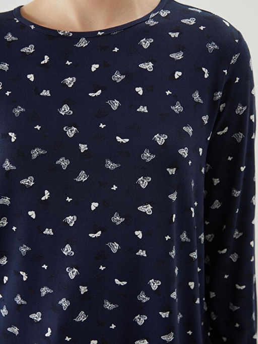 Bisiklet Yaka Desenli Kad?n Ti??rt