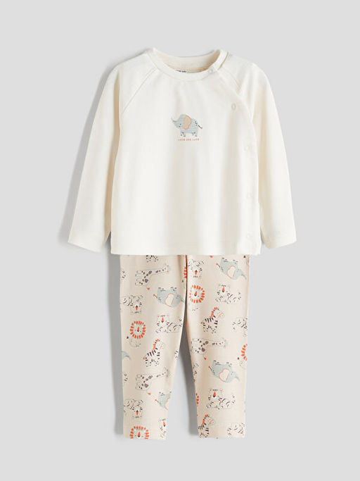Bisiklet Yaka Bask?l? K?z Bebek Pijama Tak?m?