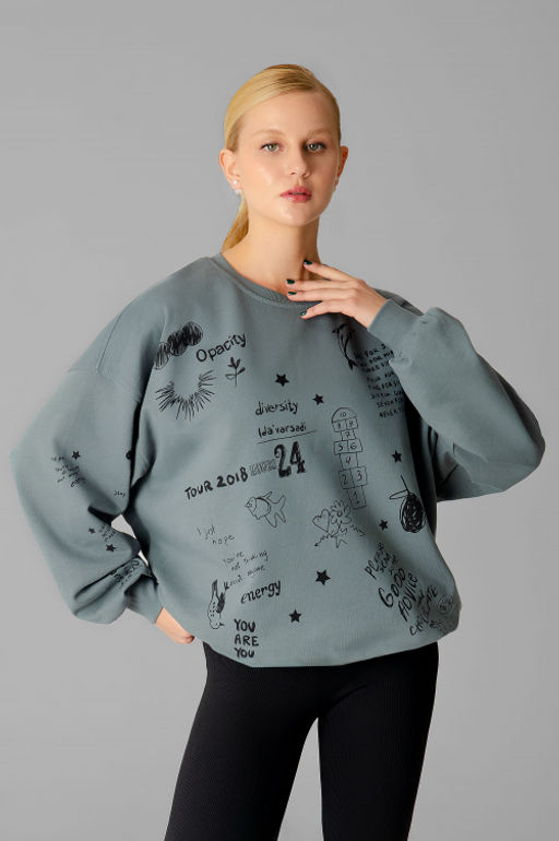 Арт. 15132/1 Свитшот женский оверсайз  46-52  (4 шт) Цвет:темно-серый