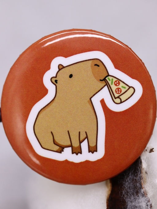 Набор значков 3 шт. iLikeGift Capybara pizza