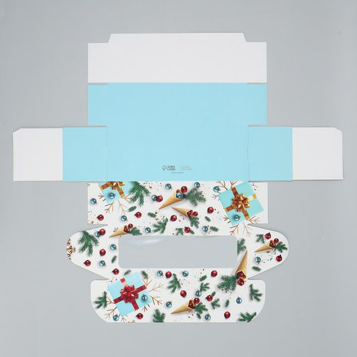 Цена за 5 шт. Коробка для кондитерских изделий с окном «Новогодняя», 26 х 10 х 8 см