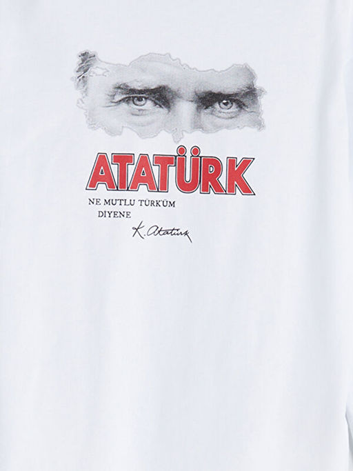 Bisiklet Yaka Atat?rk Bask?l? Erkek ?ocuk Ti??rt