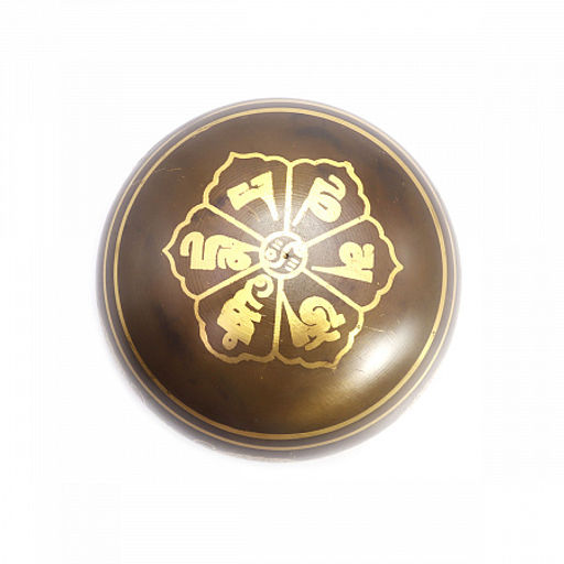 Чаша поющая с золотыми символами Лакшми янтра 5 металлов от 420гр до 600гр h-6-7см d-11см