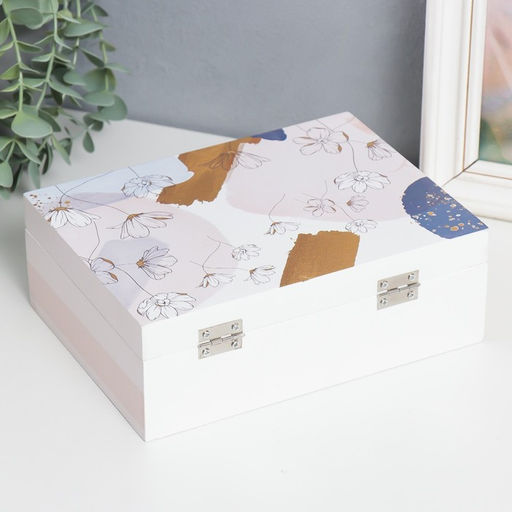 Шкатулка для украшений «Абстракция. Цветы», дерево, 6.5×20×15 см