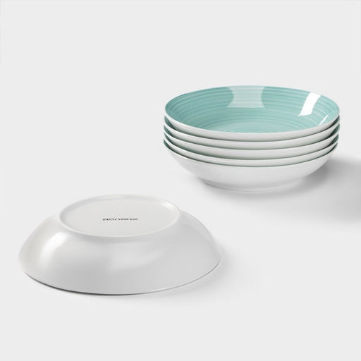 Тарелки глубокие Доляна «Палитра», 700 мл, d=20.4 см, набор 6 шт., фарфор, бирюзовые