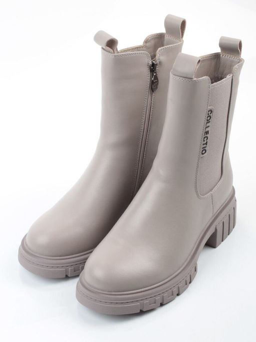 04-PAM370-3Z GRAY/BEIGE Ботинки зимние женские (натуральная кожа, 100% шерсть)