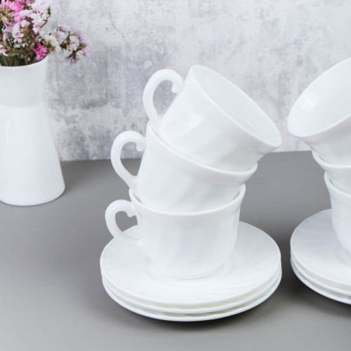 Чайный набор 12 предметов 200 мл белая А / XWB190HP55-6E (WHITE) /уп 8/ - Галеонтрейд фото 4