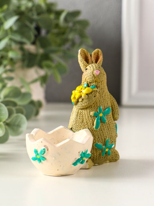 Фигурка - подставка полистоун Зайчики пасхальные, набор 2 шт., 5.3?10?10 см