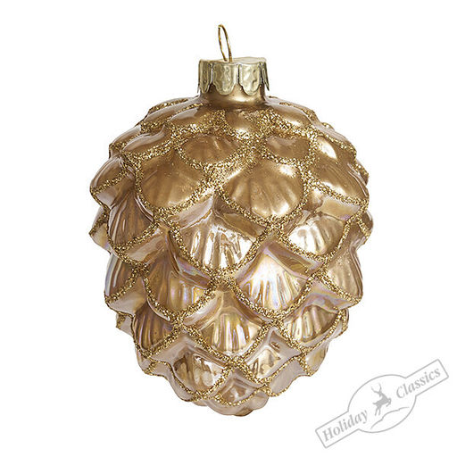 Шишка золотая перламутровая (стекло) 7х7х10 см